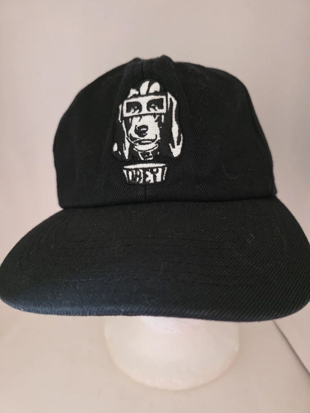 Obey Hat Cap Men Strapback Black Worldwide Wool Blend Embroidered Dog Logo